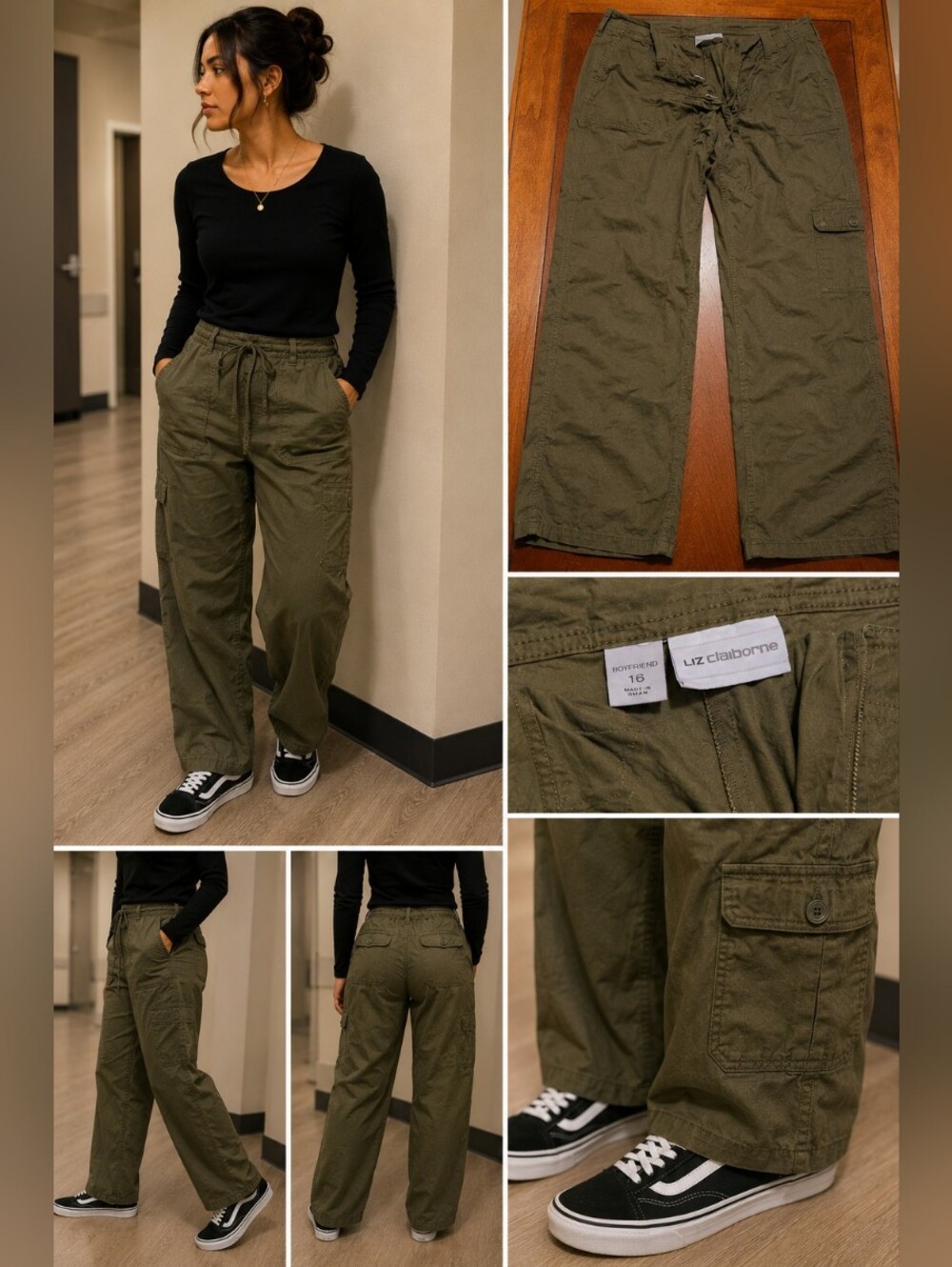 Liz Claiborne Olive Cargo Pants for Men